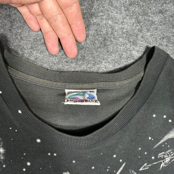 Rare Vintage 90s Liquid Blue Fantasy Dragon Knight AOP T Shirt Mens XL - Picture 7 of 16